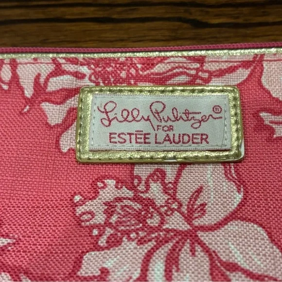 Lilly Pulitzer Estee Lauder Pink Hibiscus Make Up Cosmetic Bag - Picture 2 of 4